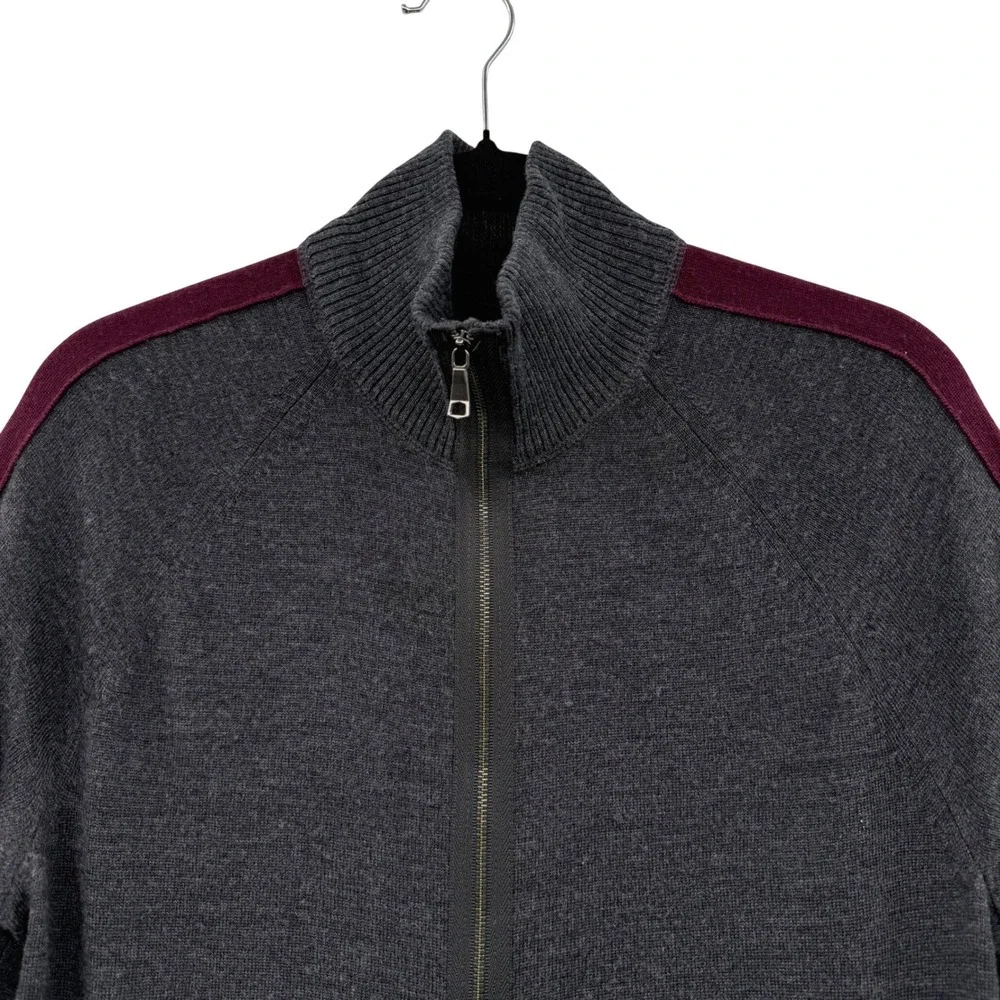 Vintage Banana Republic‎ Mens Cardigan Sweater Small Zip Up Gray Merino Wool - Picture 2 of 10